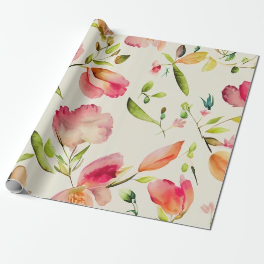 Elegant Floral Watercolor Wedding & Bridal  Geschenkpapier (Ungerollt)
