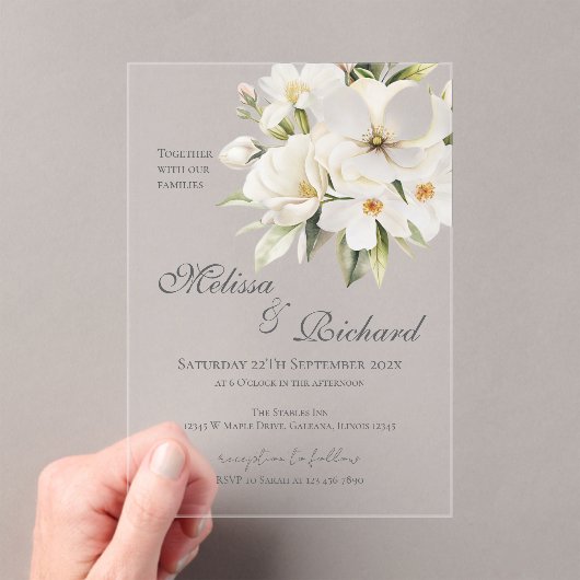 Elegant Floral Wedding Acrylic Invitation Acryleinladungen (Insitu (Handheld))