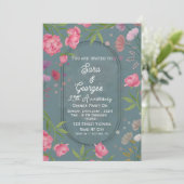 Elegant Floral Wedding Anniversary Invitations Einladung (Stehend Vorderseite)