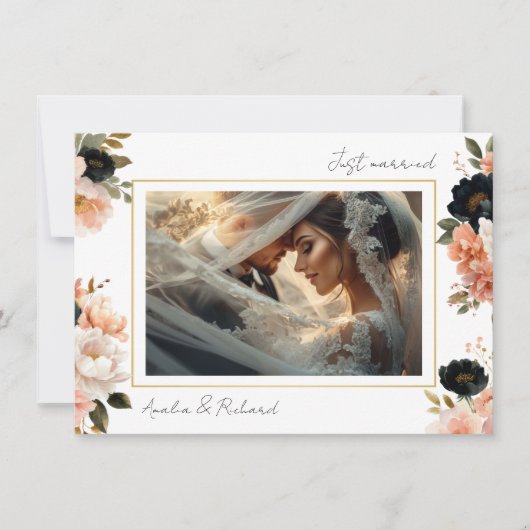 Elegant Floral Wedding Announcement Card Einladung (Vorderseite)