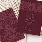 Elegant Floral Wedding Burgundy Einladung