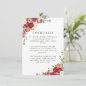 Elegant Floral Wedding Cocktail Menu Menükarte (Stehend Vorderseite)