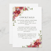Elegant Floral Wedding Cocktail Menu Menükarte (Vorne/Hinten)