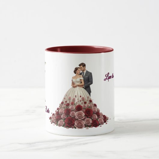 Elegant Floral Wedding Couple Coffee Mug Tasse (Zentrum)