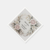 Elegant Floral Wedding Custom Names & Date Gold Serviette (Ecke)