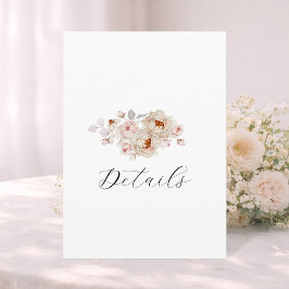 Elegant Floral Wedding Details Card | Double-Sided Einladung