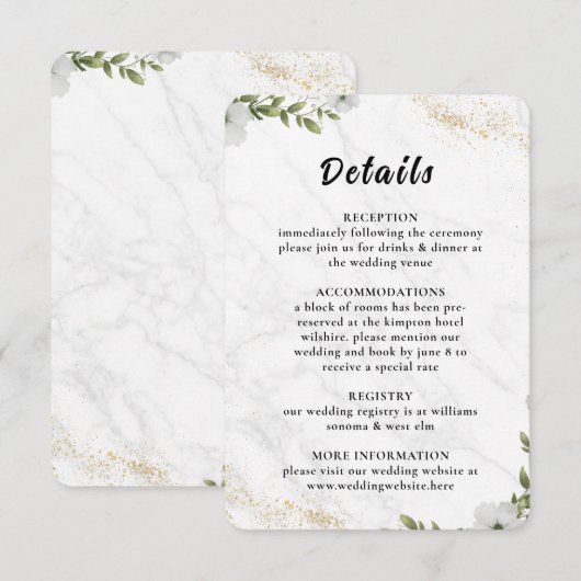 Elegant Floral Wedding Enclosure Card Begleitkarte (Vorne/Hinten)