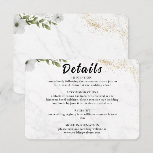 Elegant Floral Wedding Enclosure Card Begleitkarte (Vorne/Hinten)