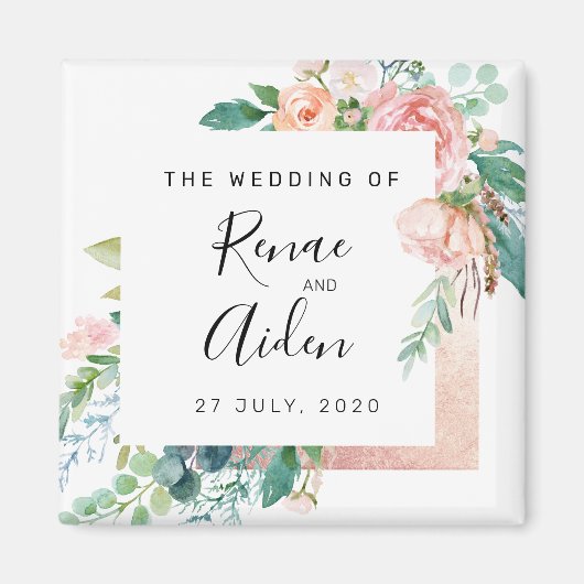 Elegant floral wedding favour magnet, wedding magnet (Vorne)