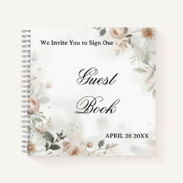 Elegant Floral Wedding Guest Book Notizblock