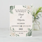 Elegant Floral Wedding Invitation   Card  Einladung (Stehend Vorderseite)