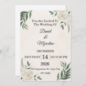 Elegant Floral Wedding Invitation Card Einladung (Vorne/Hinten)