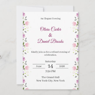 Elegant Floral Wedding Invitation Card Einladung