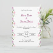 Elegant Floral Wedding Invitation Card Einladung (Stehend Vorderseite)