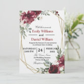 Elegant Floral Wedding Invitation Card Einladung (Stehend Vorderseite)