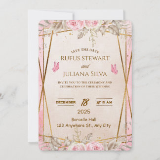 Elegant Floral Wedding Invitation Card Einladung