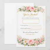 Elegant Floral Wedding Invitation Card Template (Vorne/Hinten)