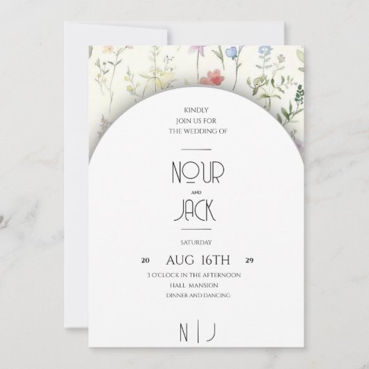 Elegant Floral Wedding Invitation – Customizable W Einladung (Vorderseite)