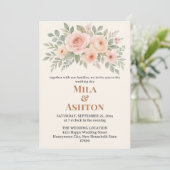 Elegant Floral Wedding Invitation – Editable Einladung (Stehend Vorderseite)