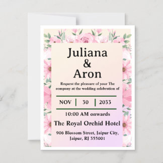Elegant Floral Wedding Invitation | Editable Magneteinladung