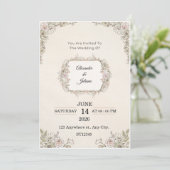 Elegant Floral Wedding Invitation | Editable Moder Einladung (Stehend Vorderseite)