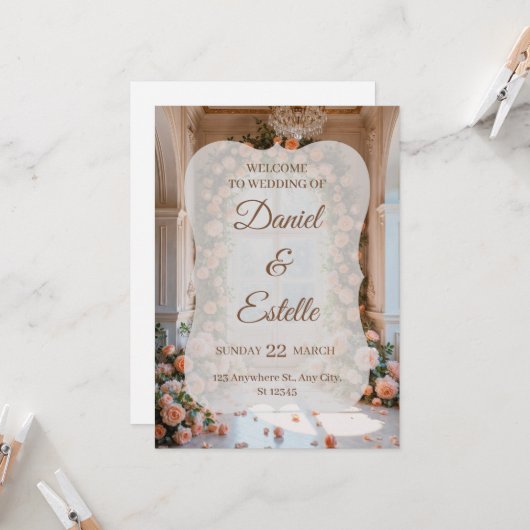 Elegant Floral Wedding Invitation | Editable Weddi Einladung (Vorderseite/Rückseite Beispiel)