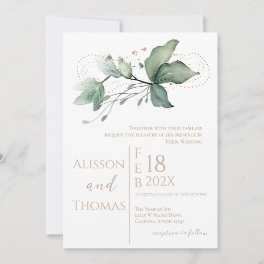 Elegant Floral Wedding Invitation Einladung (Vorderseite)