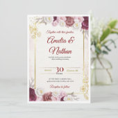 Elegant Floral Wedding Invitation Einladung (Stehend Vorderseite)
