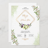 Elegant Floral Wedding Invitation Einladung (Vorne/Hinten)