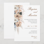 Elegant Floral Wedding Invitation Einladung (Vorne/Hinten)