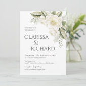 Elegant Floral Wedding Invitation Einladung (Stehend Vorderseite)