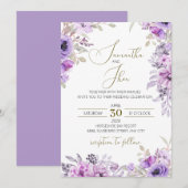 Elegant Floral Wedding Invitation Einladung (Vorne/Hinten)