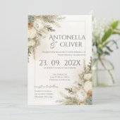 Elegant Floral Wedding Invitation Einladung (Stehend Vorderseite)