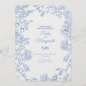 Elegant Floral Wedding Invitation Einladung (Vorne/Hinten)