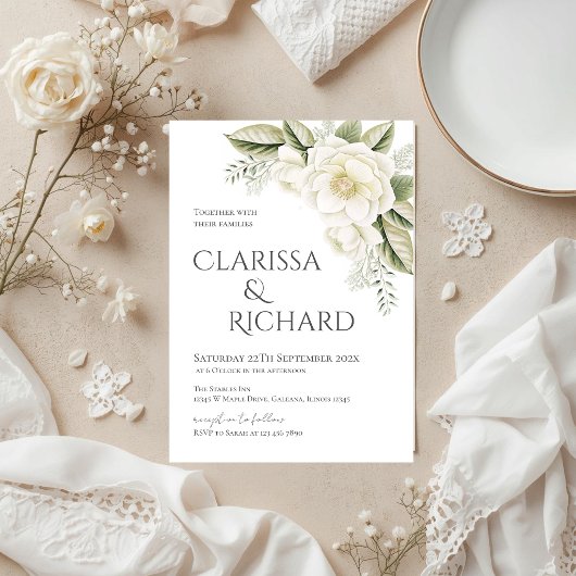 Elegant Floral Wedding Invitation Einladung