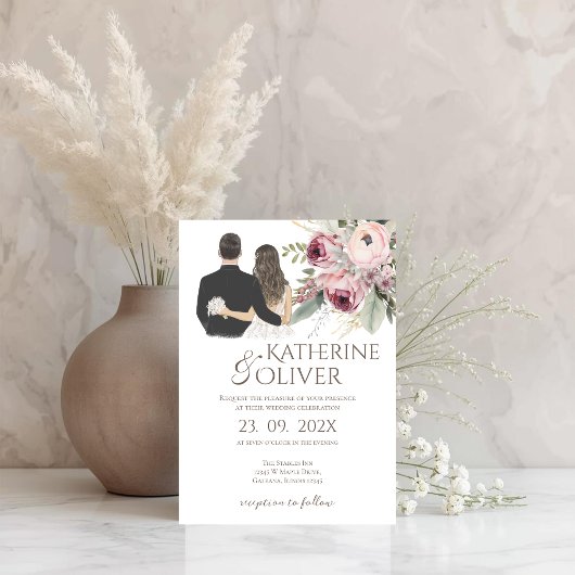 Elegant Floral Wedding Invitation Einladung