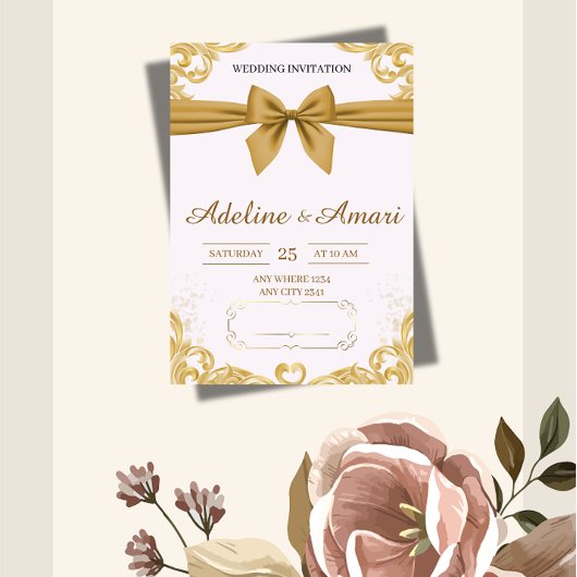 Elegant Floral Wedding Invitation Einladung