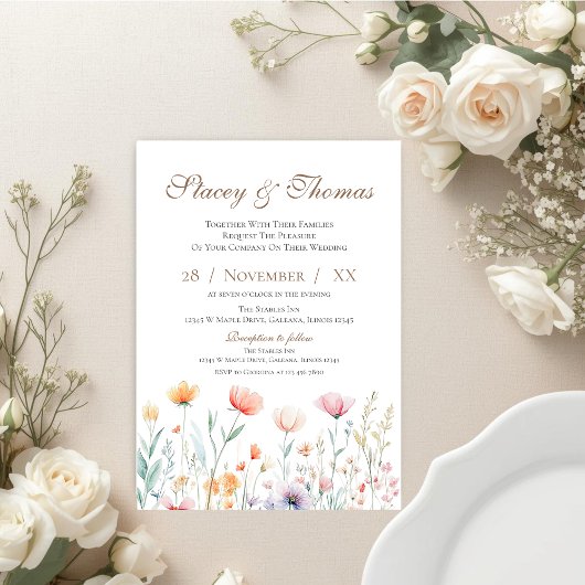 Elegant Floral Wedding Invitation Einladung