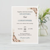 Elegant Floral Wedding Invitation Einladung (Stehend Vorderseite)