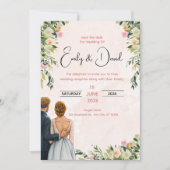 Elegant Floral Wedding Invitation Einladung (Vorderseite)