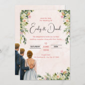 Elegant Floral Wedding Invitation Einladung (Vorne/Hinten)