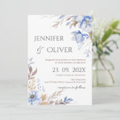 Elegant Floral Wedding Invitation Einladung (Stehend Vorderseite)