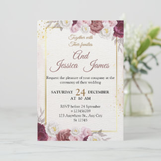 Elegant Floral Wedding Invitation Modern card Einladung