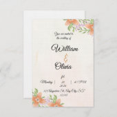Elegant Floral Wedding Invitation | Peach & Green  Einladung (Vorne/Hinten)