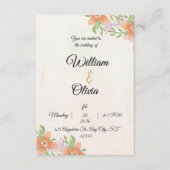 Elegant Floral Wedding Invitation | Peach & Green Einladung (Vorderseite)