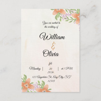 Elegant Floral Wedding Invitation | Peach & Green Einladung