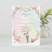 Elegant Floral Wedding Invitation | Romantic Garde Einladung (Stehend Vorderseite)