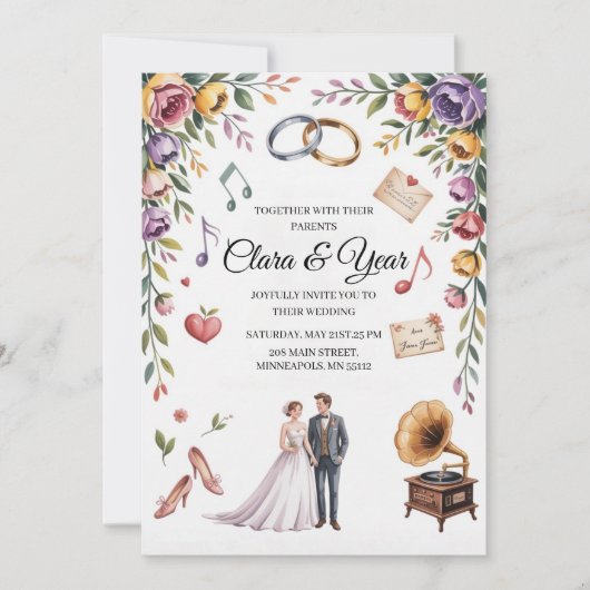 Elegant Floral Wedding Invitation | Romantic Garde Einladung (Vorderseite)