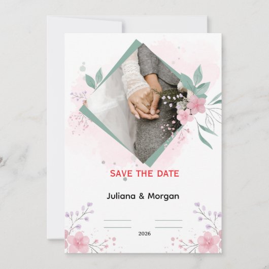 Elegant Floral Wedding Invitation | Romantic Pink Einladung (Vorderseite)