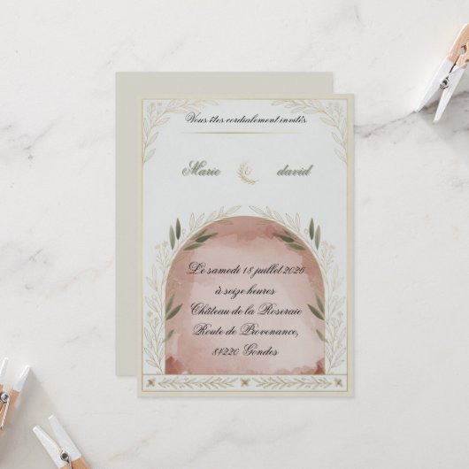 Elegant Floral Wedding Invitation Template (Vorderseite/Rückseite Beispiel)
